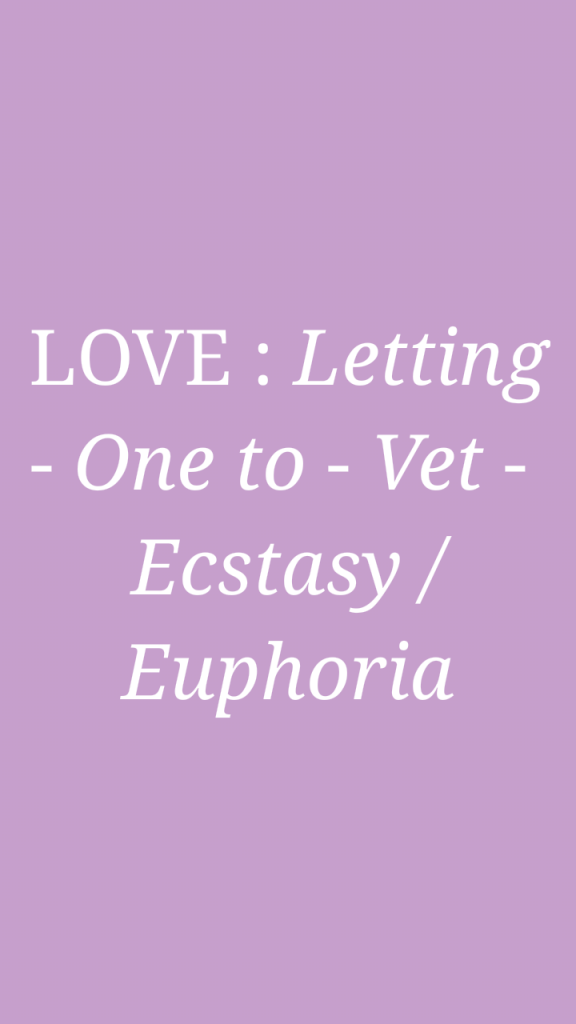 Love – Letting One to Vet Ecstasy (Intro)